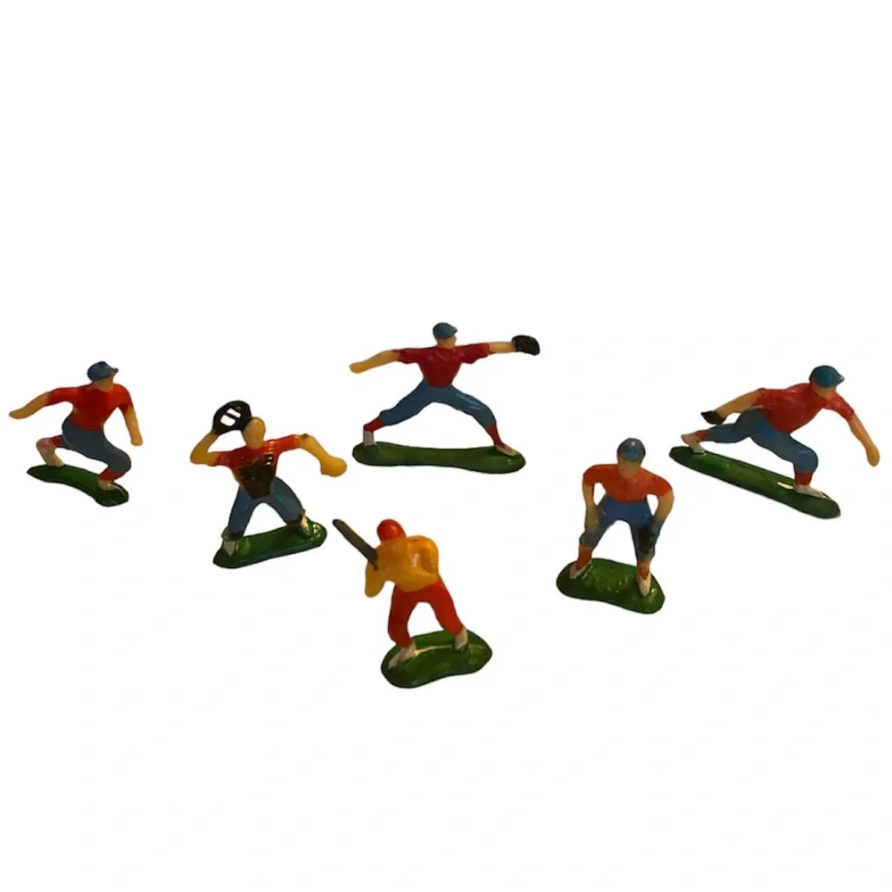 Vintage Action Figures Sports Baseball Toppers Toy Set Collectible 6pc Bundle